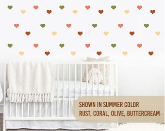 2-Inch Peel & Stick Heart Wall Stickers, 4-Color Palette, 112 pcs - Ideal Kids Bedroom Decor