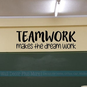Wall Decals Teamwork Makes The Dream Work Office Vinyl Sticker Classroom Lettering Decor Quotes Inspirational Wall Words Motivational Art