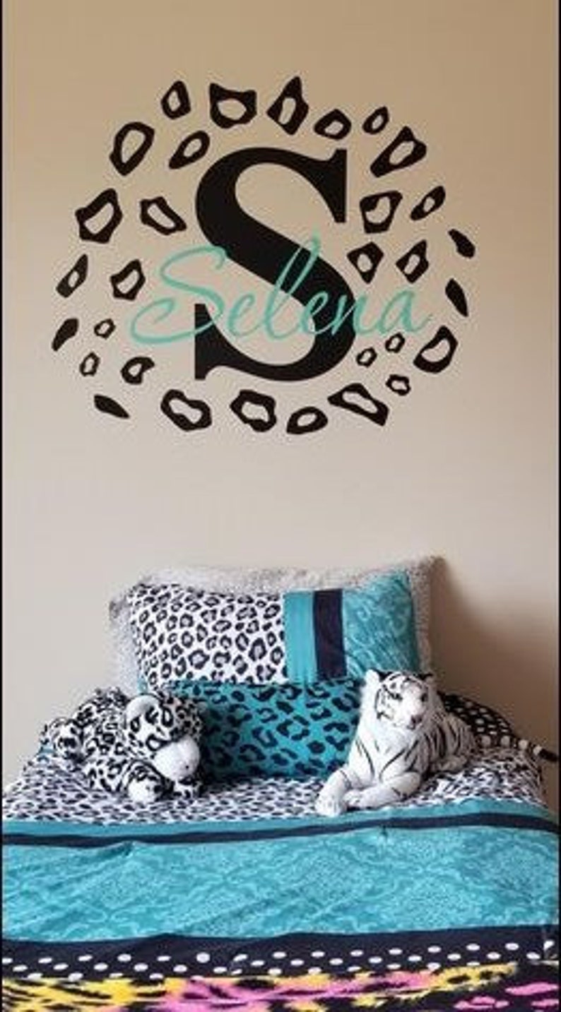 Leopard Animal Print Wall Sticker Circle Rings Vinyl Decal Home Decor 31pc Peel and Stick Self Adhesive Wall Art image 7