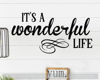 Wall Decals Its a Wonderful Life Wall Decal Sticker Quote Motivational Home Office Wall Words  Vinyl Lettering Art