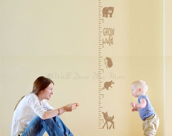 Woodland Theme Grow Wild Height Ruler Chart Wall Decal Sticker - Ideal Baby Gift - Nursery Decor