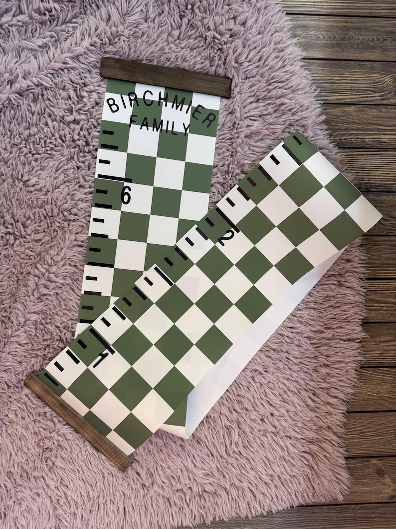 Checkered Canvas Growth Chart Sign: Personalized Height Ruler with Modern Wall Art Design image 12