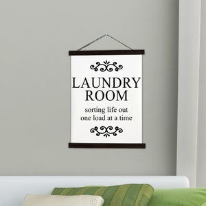 Wood & Canvas Wall Hanging, Laundry Room Sorting Life Wall Art Decor