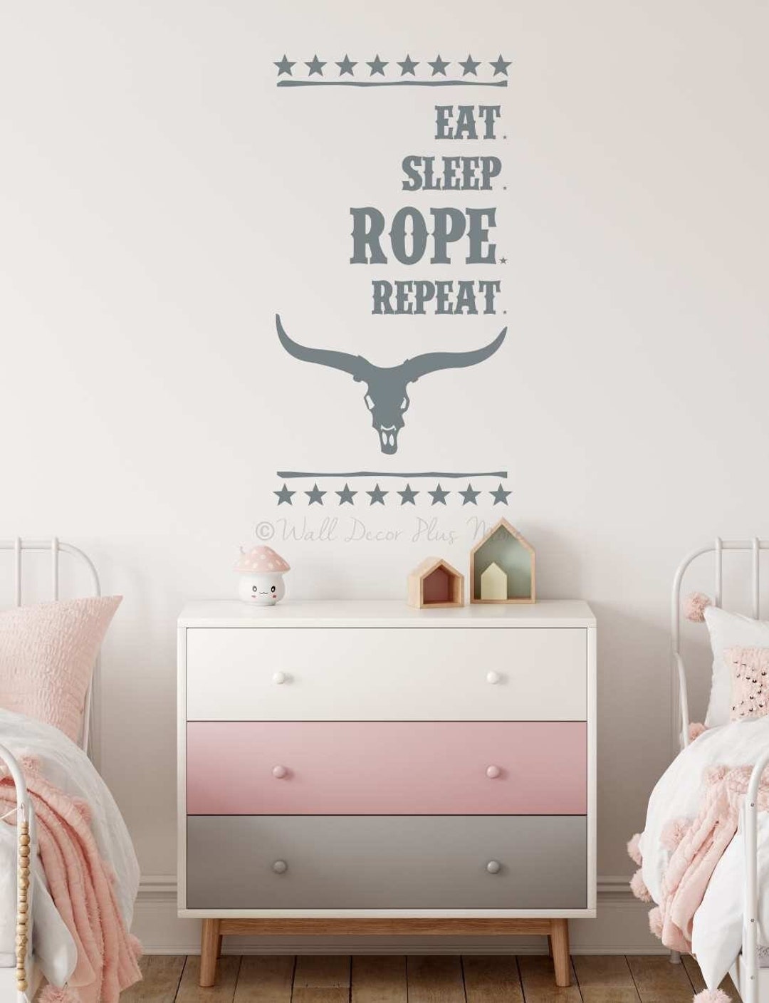 Eat Sleep Rope Repeat Western Quote Room Wall Art Decal Words Sticker ...