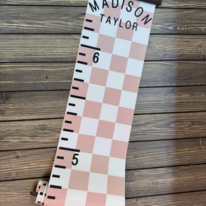 Checkered Canvas Growth Chart Sign: Personalized Height Ruler with Modern Wall Art Design image 11
