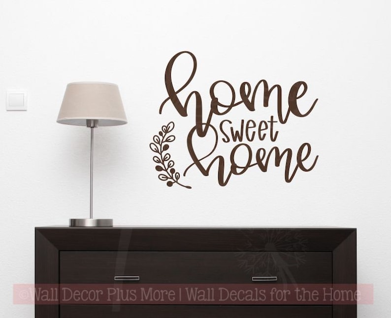 Wall Decals Home Sweet Home Laurel Leaf Handwriting Vinyl Etsy