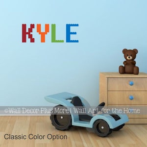 Bausteine Personalisierte Name Wand Aufkleber Aufkleber Benutzerdefinierte Kinder Schlafzimmer mehrfarbige Vinyl Kunst Wort Beschriftung