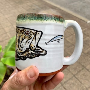 Largemouth Bass Ready to Strike Lure Handmade Ceramic Mug