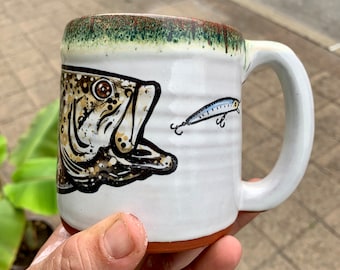 Largemouth Bass Ready to Strike Lure Handmade Ceramic Mug