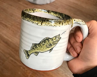 Walleye Mug with Black and Green Lip Drip