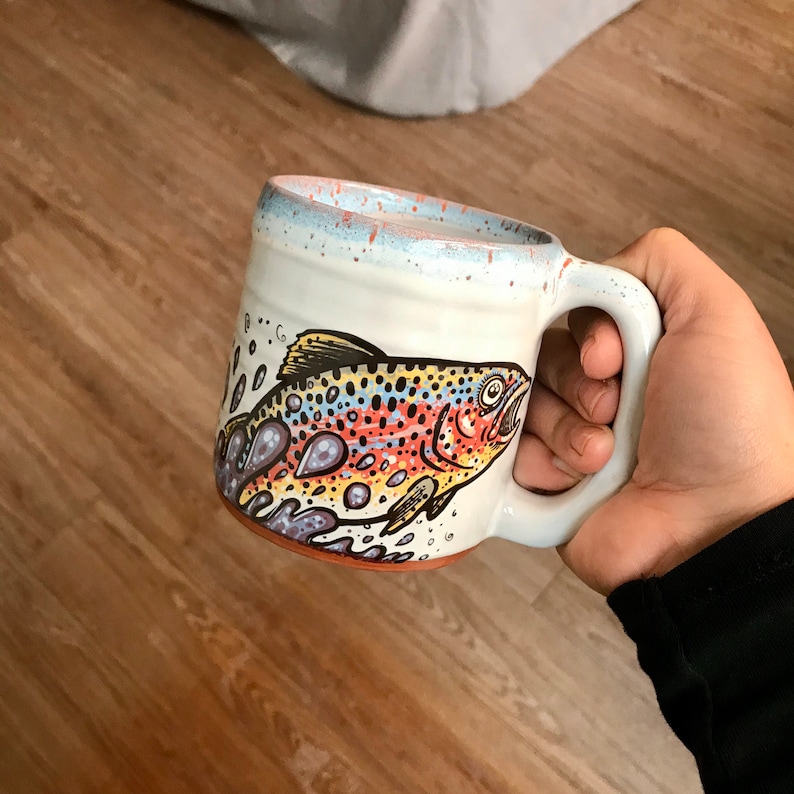 Rainbow Trout Mug with Blue and Orange Lip Drip image 6