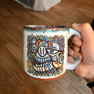 König Clown Tasse mit rotem und Teal Lip Drip