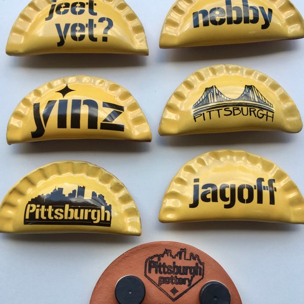 Pittsburghese Pierogi Magnet. Handmade in Pittsburgh by Local Yinzer Artists. Super Strong hold