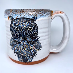 Night Owl Coffee Mug with Blue/Red Lip Drip