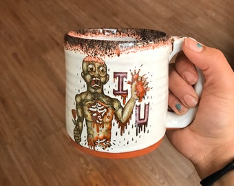 Zombie Love Mug with Bloody Black Red Lip Drip