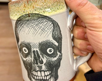 Big Skull Pen & Ink Hardcore Handmade Mug Giant Stein