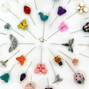 The Birds and the Bees Assortment Decorative Assorted Pins 10 Pins for Pretty Pincushions Honeybee Pins Quilt Retreat Gift In Gift Box image 1