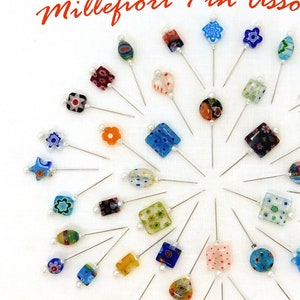 Pins Millefiori Decorative Pin Assortment 10 Pretty Pins for Pincushions In Gift Box Quilt Retreat Gift for Woman Ready to Ship image 2