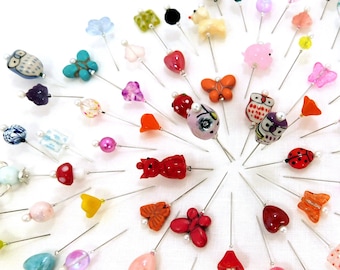 Pins Full Pin Assortment, Decorative pins Assorted Pins 10 Pretty Pins for Pretty Pincushions Quilt Retreat Gift Pins in Gift Box Ships Fast