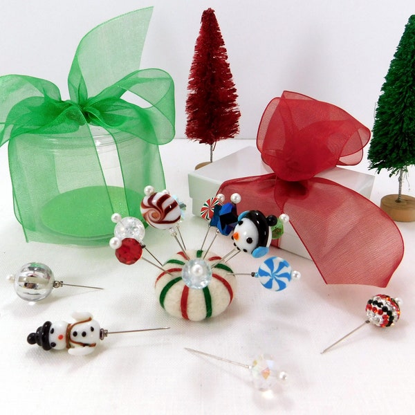 Pins Holiday Decorative Deluxe Pin Assortment 10 Pretty Pins Decorative pins Holiday Pin Assortment In Gift Box Gift for Sewer Christmas