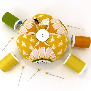 Pincushion Bee Pincushion in Local Honey Bee Fabric Emery Pincushion Cute Pincushion Sewing Gift Unique Pincushion Handmade Pin cushion