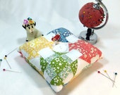 Pincushion- Four Monkies 1930 39 s Double-Sided Patchwork Pincushion, Ready to Ship