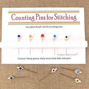 New Stitch Counting Pins for Cross Stitch Fine Glass Head Ready to Ship Flower Pin Sewing Gift for Woman Decorative Pins Gift for Woman Mini Flower Pins