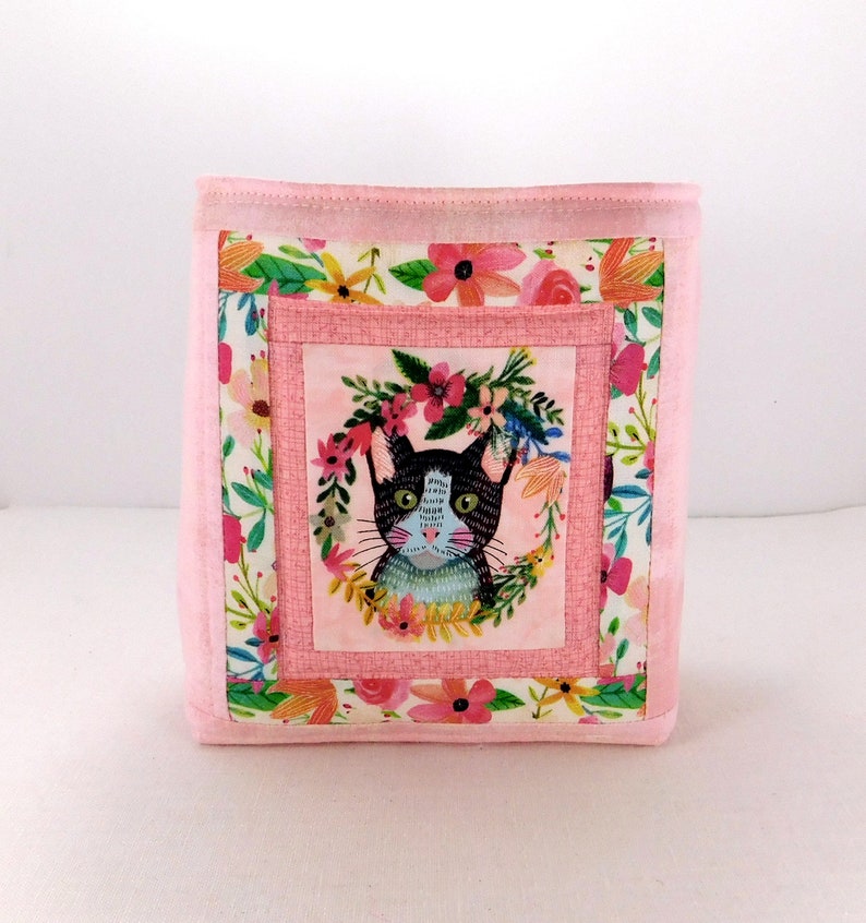 Cat Love Sewing Scrap Basket Fabric Bin Organizer Thread Catcher Sewing Quilted Small Tote Sewing Accessory Handmade Made to Order image 8