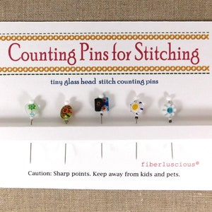 New Stitch Counting Pins for Cross Stitch Fine Glass Head Ready to Ship Flower Pin Sewing Gift for Woman Decorative Pins Gift for Woman Tiny Millefiori