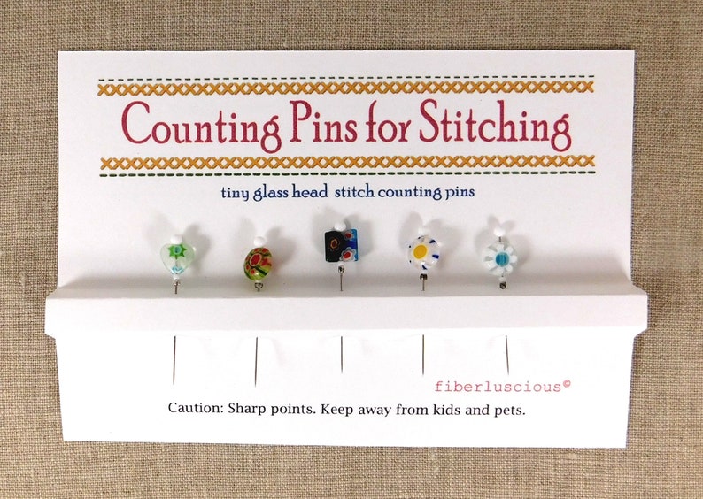 New Stitch Counting Pins for Cross Stitch Fine Glass Head Ready to Ship Flower Pin Sewing Gift for Woman Decorative Pins Gift for Woman Tiny Millefiori