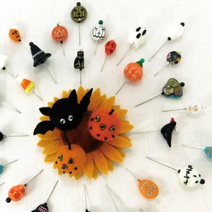Decoratieve Halloween-naaipennen, Jack O' Lantern, schedels, katten