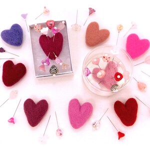 Hearts and Flowers Deluxe Assorted Pincushion Pins, 10 Pretty Pins, Ready to Ship image 5