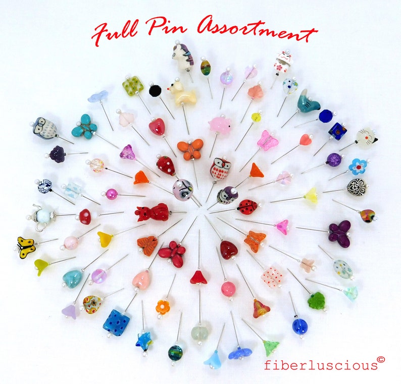 Pins Full Pin Assortment, Decorative pins Assorted Pins 10 Pretty Pins for Pretty Pincushions Quilt Retreat Gift Pins in Gift Box Ships Fast image 2