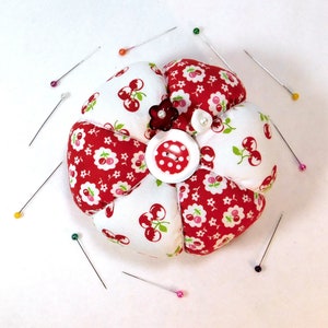 Pincushion Everything Cherry Cute Pincushion Tomato Pincushion Emery Pincushion Gift for Sewer Unique Pincushion Handmade Red Pin Cushion