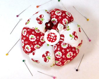 Pincushion Everything Cherry Cute Pincushion Tomato Pincushion Emery Pincushion Gift for Sewer Unique Pincushion Handmade Red Pin Cushion