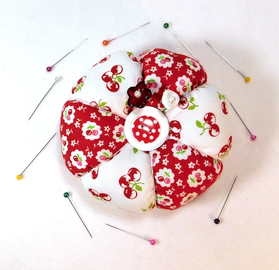 Pincushion Everything Cherry Cute Pincushion Tomato Pincushion Emery Pincushion Gift for Sewer Unique Pincushion Handmade Red Pin Cushion