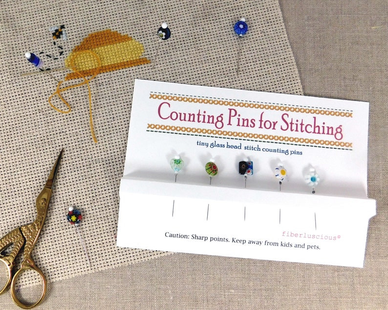 New Stitch Counting Pins for Cross Stitch Fine Glass Head Ready to Ship Flower Pin Sewing Gift for Woman Decorative Pins Gift for Woman image 6