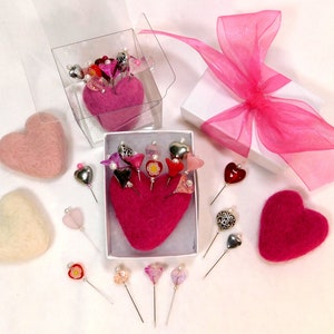 Hearts and Flowers Deluxe Assorted Pincushion Pins, 10 Pretty Pins, Ready to Ship image 4