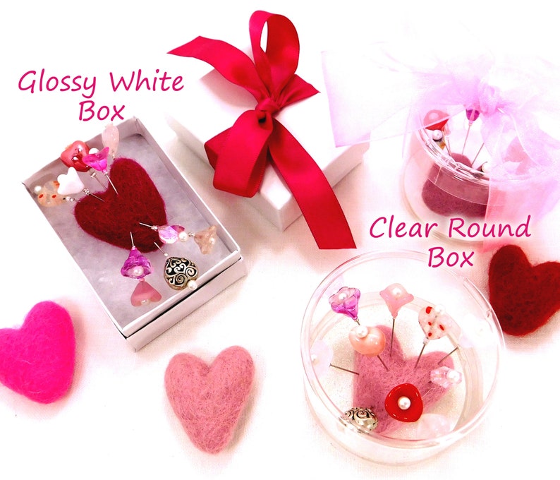 Hearts and Flowers Deluxe Assorted Pincushion Pins, 10 Pretty Pins, Ready to Ship image 3