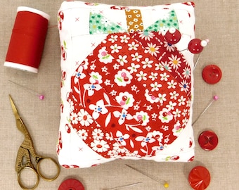 Cherry Pincushion: Handmade with Emery Core, Paper Pieced