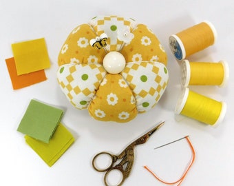 Pincushion Sew Delightful Cute Pincushion Tomato Pincushion Emery Pincushion Gift for Sewer Unique Pincushion Handmade Yellow Pin Cushion