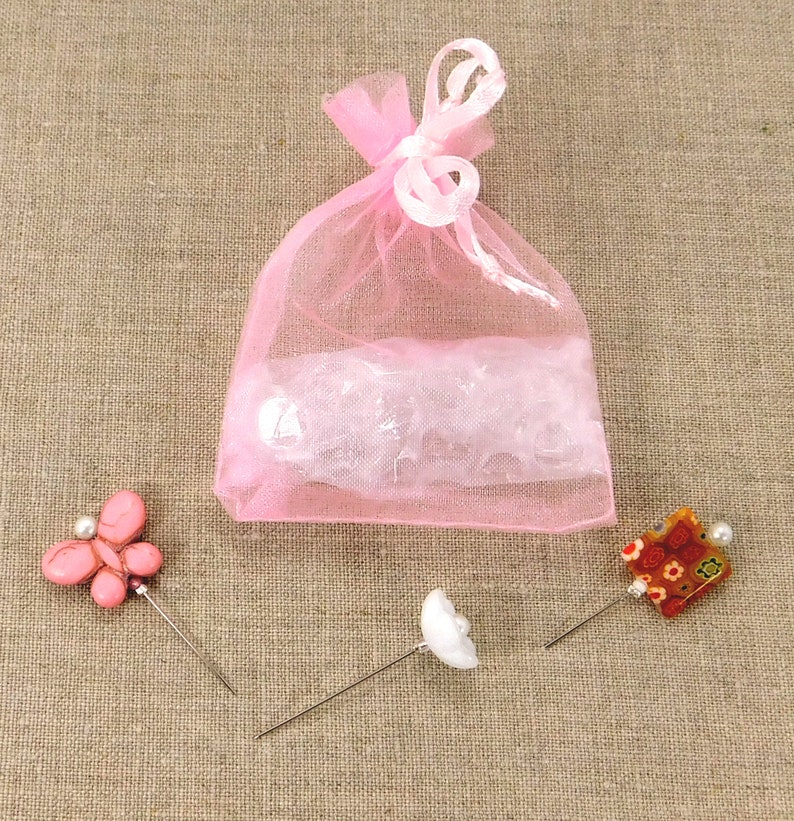 Pins Full Pin Assortment, Decorative pins Assorted Pins 10 Pretty Pins for Pretty Pincushions Quilt Retreat Gift Pins in Gift Box Ships Fast image 10