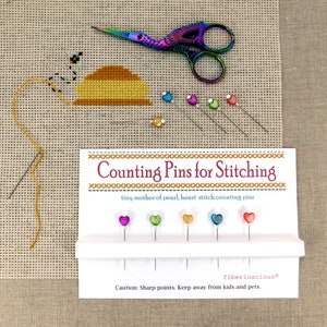 New Varieties Stitch Counting Pins for Cross Stitch Fine Glass Hearts and Flowers Pins Sewing Gift for Woman Decorative Pins Gift for Woman Mini Hearts