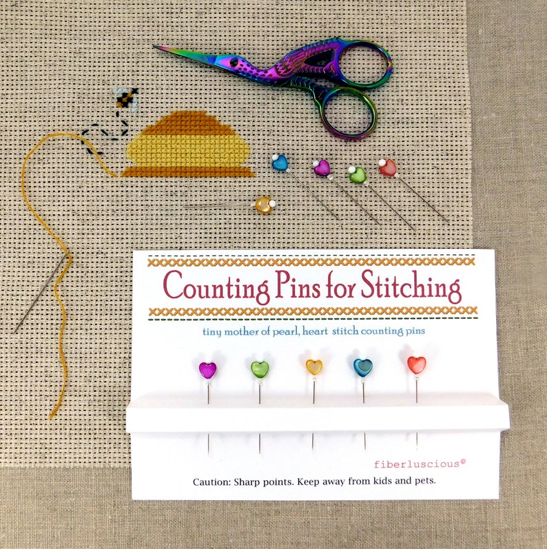 New Varieties Stitch Counting Pins for Cross Stitch Fine Glass Hearts and Flowers Pins Sewing Gift for Woman Decorative Pins Gift for Woman Mini Hearts