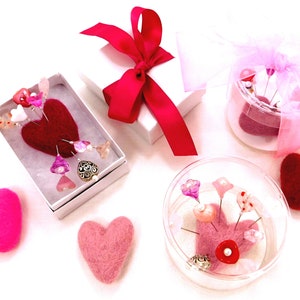Hearts and Flowers Deluxe Assorted Pincushion Pins, 10 Pretty Pins, Ready to Ship image 7