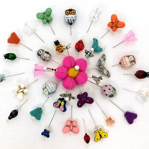 The Birds and the Bees Assortment Decorative Assorted Pins 10 Pins for Pretty Pincushions Honeybee Pins Quilt Retreat Gift In Gift Box image 2