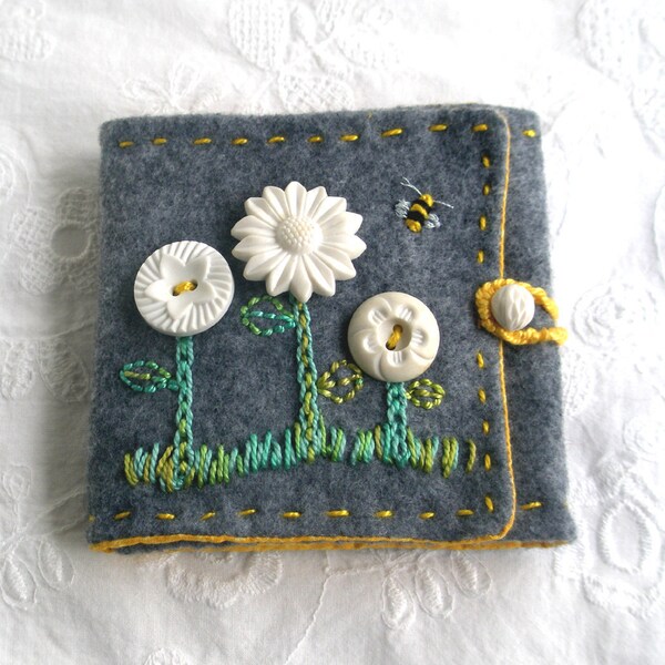 Needlecase with Vintage Buttons and Embroidery