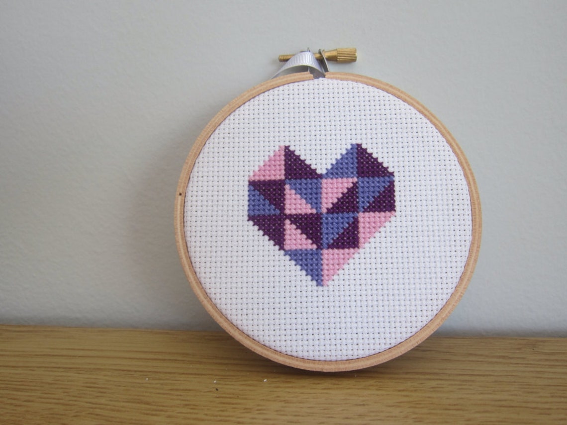 Geometric Heart Cross Stitch Pattern Etsy