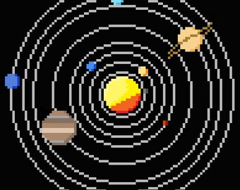 Solar System Circular Cross Stitch Pattern