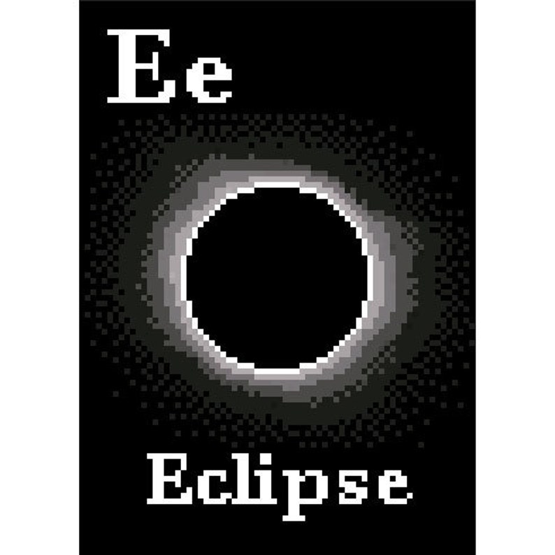 E is for Eclipse Space Alphabet Cross Stitch Pattern image 1